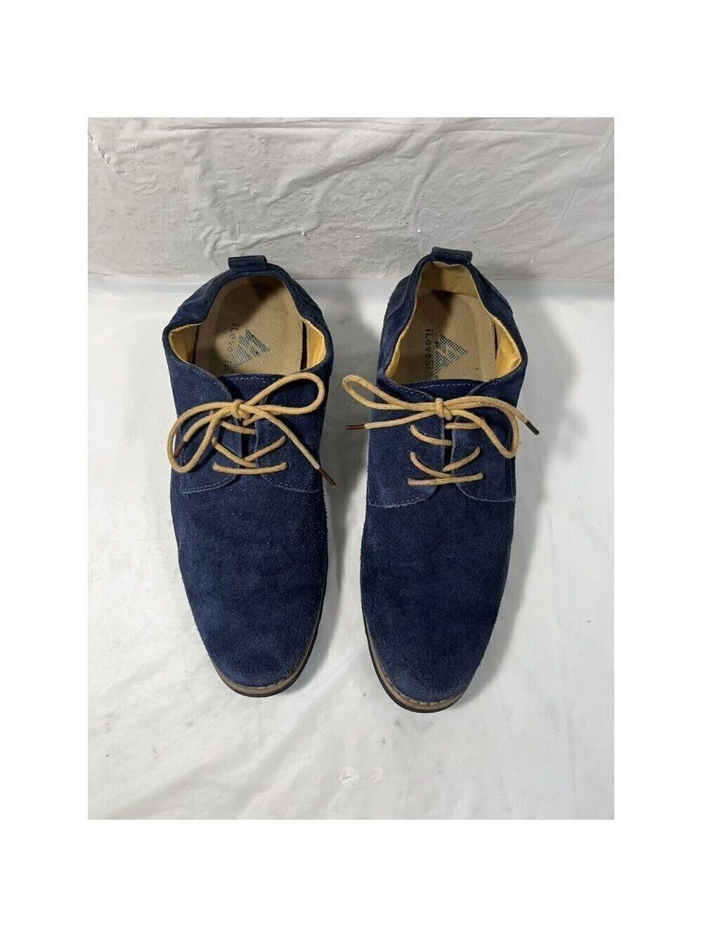 iLoveSIA Men's Blue Suede Tan Accents Oxford Shoes Sz 9 - Picture 3 of 16